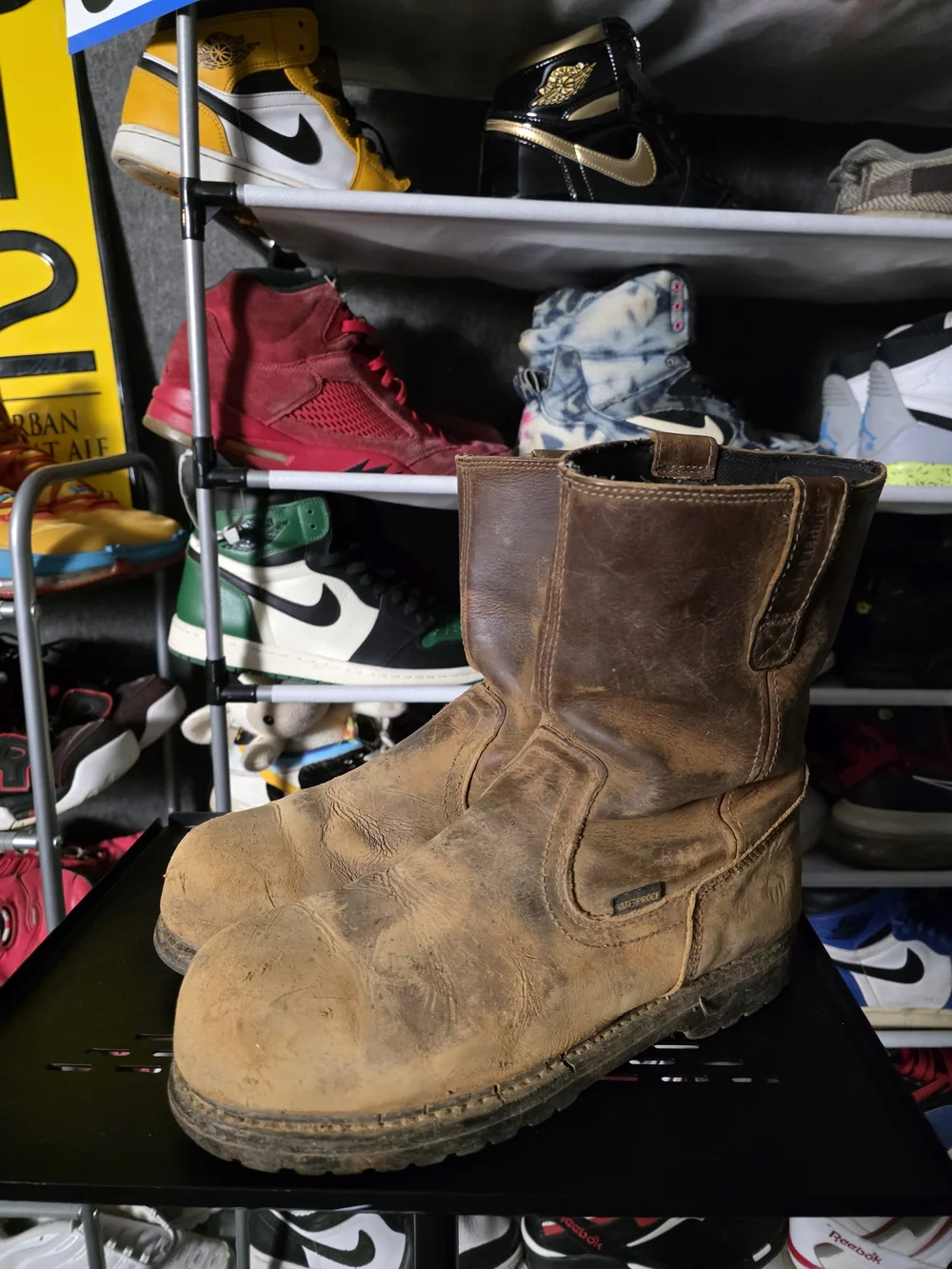 🔥 Wolverine Brown Leather Safety Work Boots Men Size 11 M